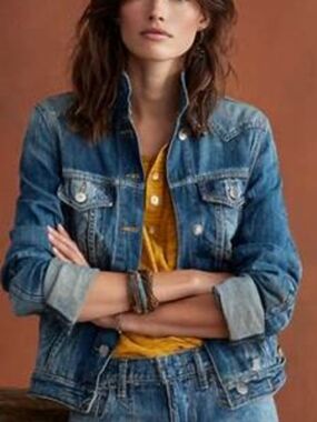 Pilcro Sample Letterpress Denim Jacket, Small, nwot. Super Cute